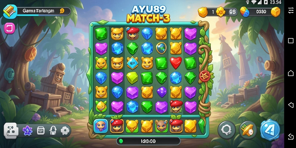 Gameplay AYU89 yang menarik dengan tantangan mencocokkan tiga benda.