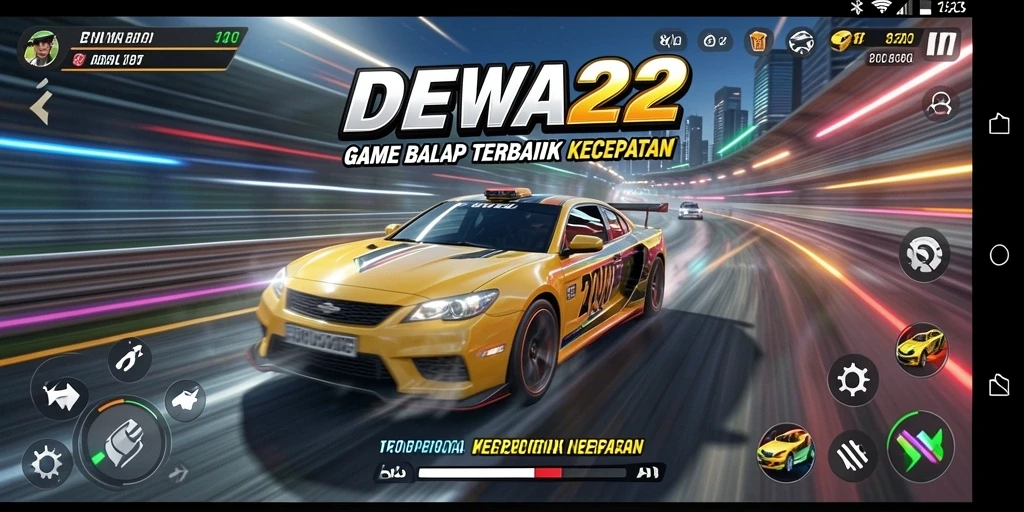 Gameplay seru DEWA22 dengan balapan mendebarkan dan grafis memukau.