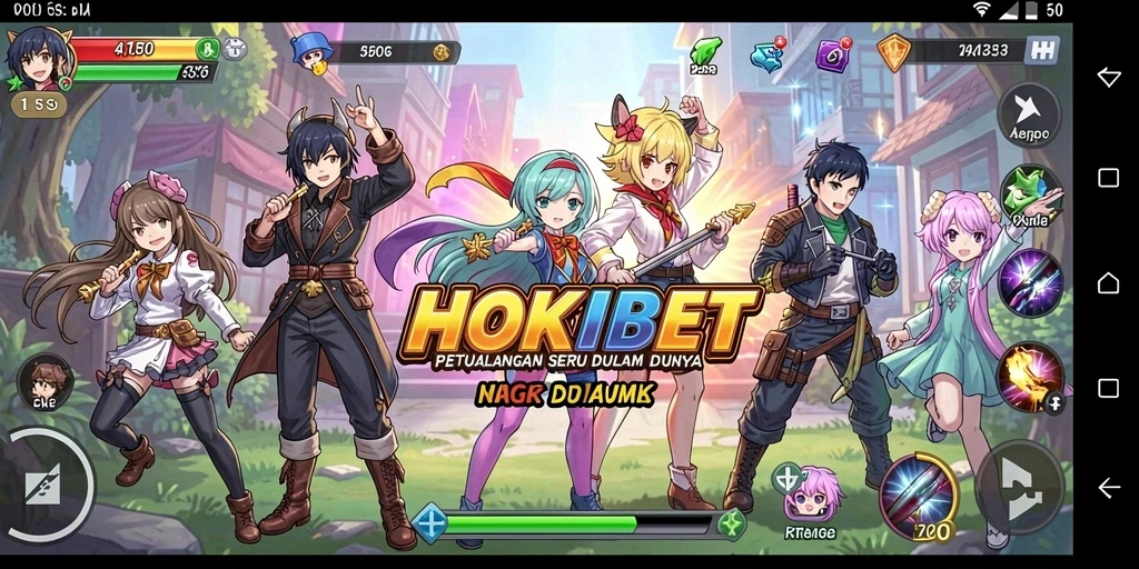Tampilan gameplay seru dalam HOKIBET dengan karakter anime.