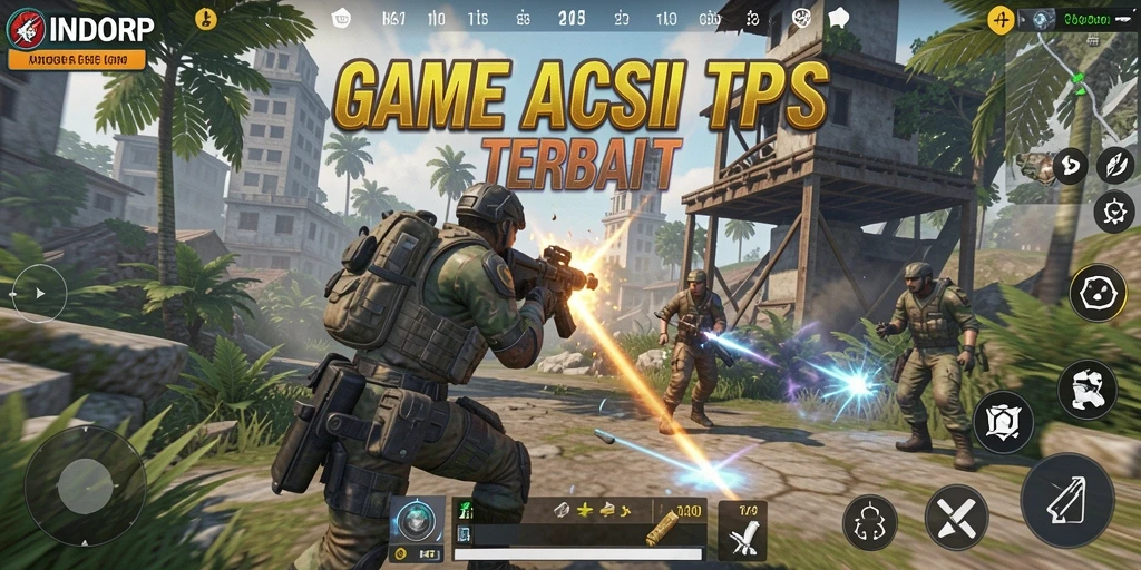 Screenshot utama menampilkan aksi seru dalam gameplay TPS di INDORP.