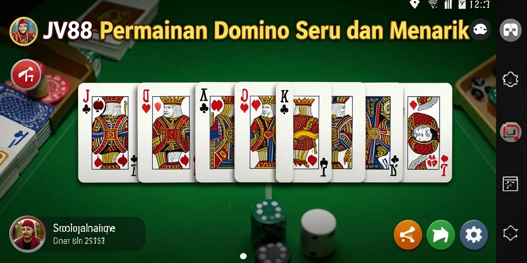 Tampilan gameplay JV88 yang menarik dengan suasana permainan Domino.
