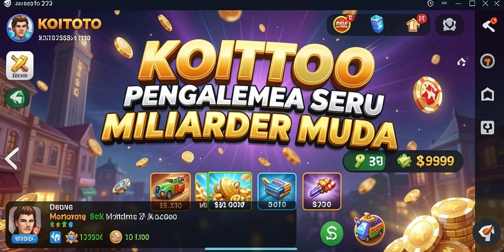 Tampilan gameplay KOITOTO yang menakjubkan dengan berbagai pilihan bisnis.