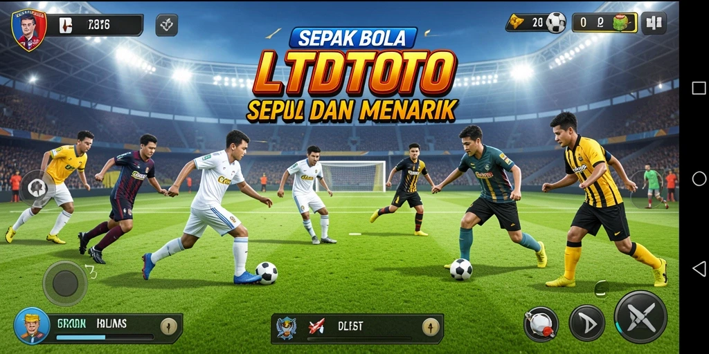 Tampilan gameplay LTDTOTO yang memukau dengan aksi sepak bola seru.