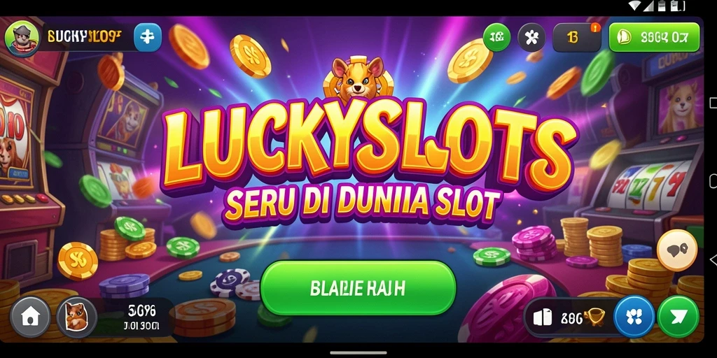 Screenshot gameplay LUCKYSLOTS menampilkan pertarungan epik dengan elemen slot.