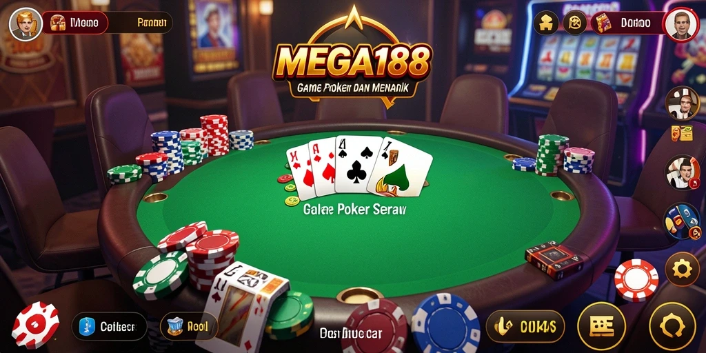 Screenshot menampilkan gameplay Poker yang seru dan kompetitif di MEGA188.