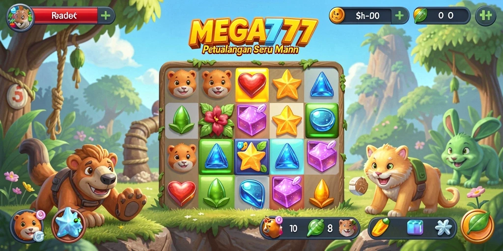 Tampilan gameplay seru MEGA777 dalam kategori Match-3.
