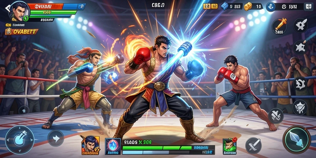 Tampilan aksi pertarungan dinamis di gameplay OVABET.