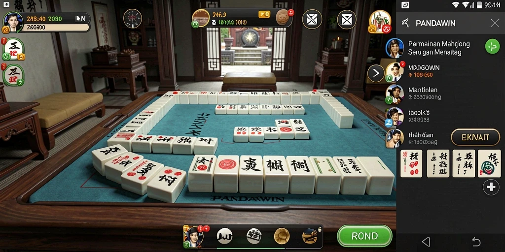 Tampilan gameplay Mahjong yang menantang di PANDAWIN.