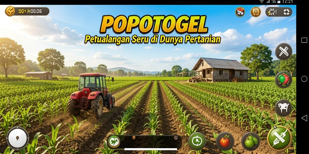 Tangkapan layar utama POPOTOGEL menampilkan suasana peternakan yang asri dan gameplay yang menarik.
