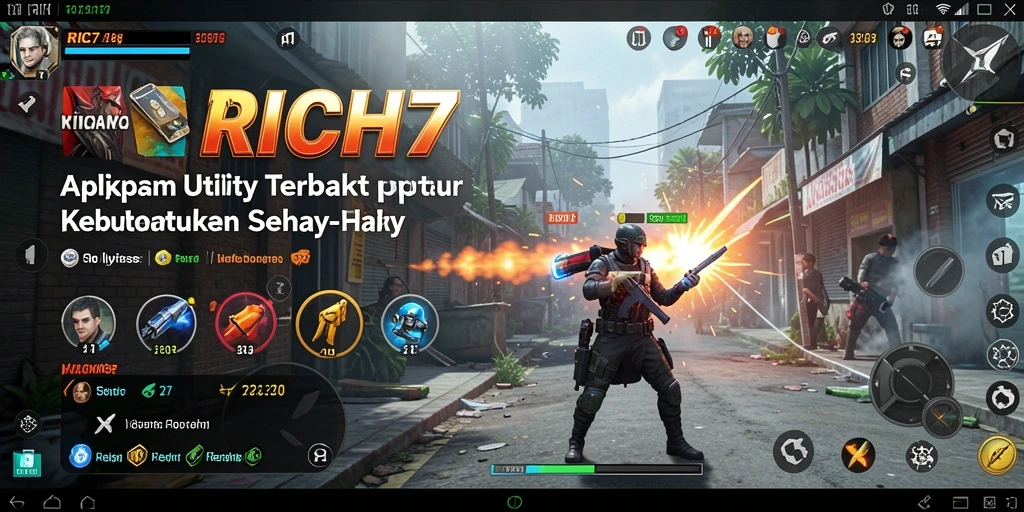 Screenshot utama <strong>RICH7</strong> menampilkan dashboard aplikasi Utility yang intuitif.