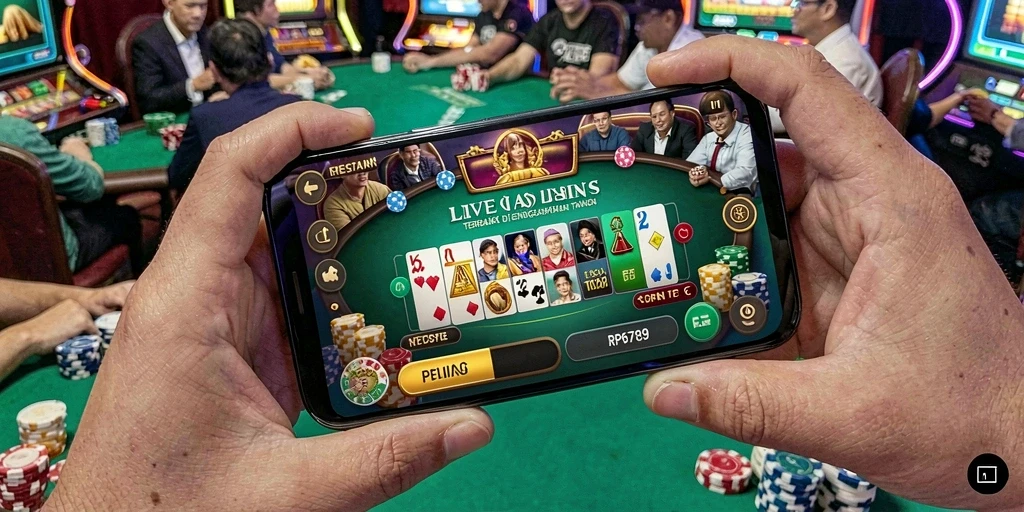 Gameplay Live Casino yang mendebarkan di RP6789 menunjukkan dealer beraksi.