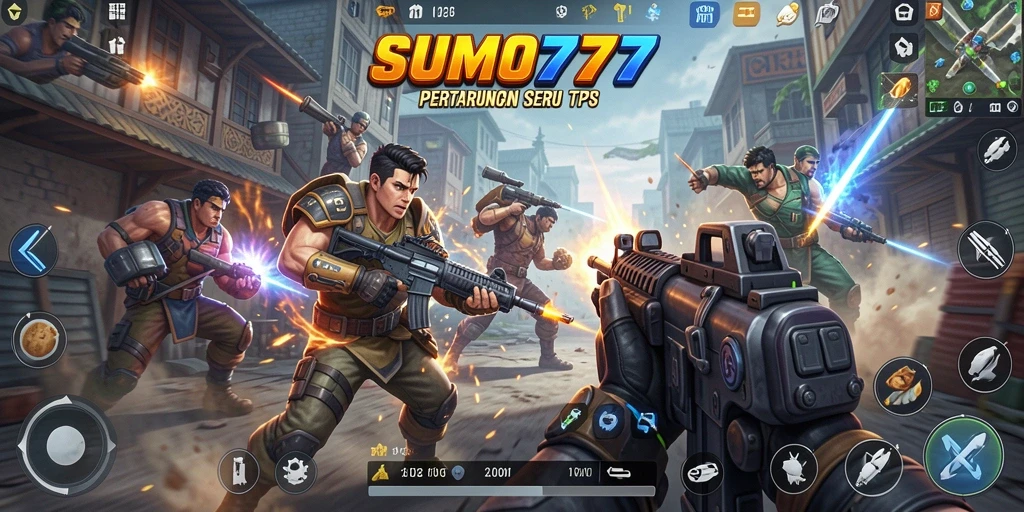 Tangkapan layar gameplay seru dari SUMO777, menunjukkan aksi TPS.